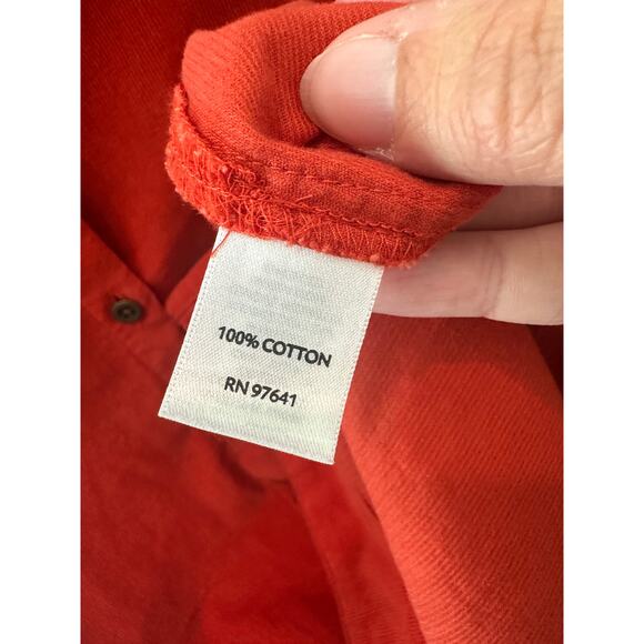 J. JILL | Orange Corduroy Button Down Shirt 100% Cotton | Size Medium - Picture 6 of 7